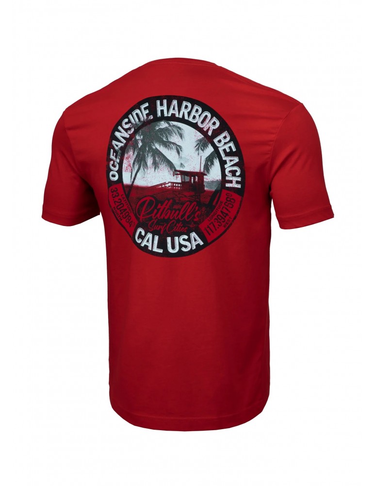 T-shirt Pitbull West coast Oceanside czerwona