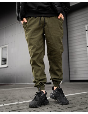 Joggery NBL materiałowe oliwkowe