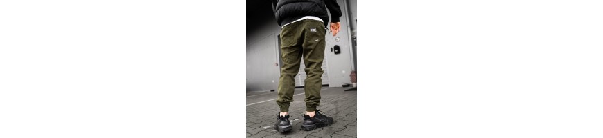 Joggery NBL materiałowe oliwkowe