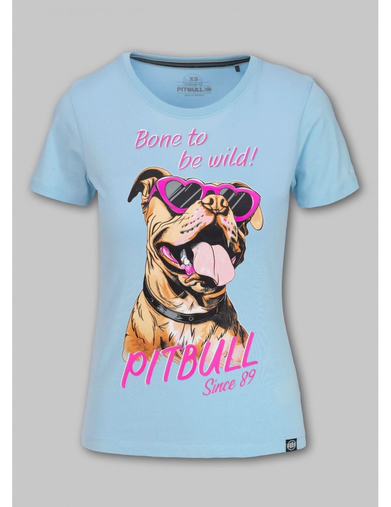 T-shirt Pitbull Sunglasses Dog light blue