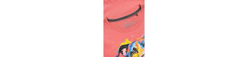T-shirt Pitbull damski watercolor coral