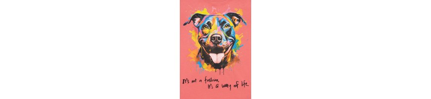 T-shirt Pitbull damski watercolor coral