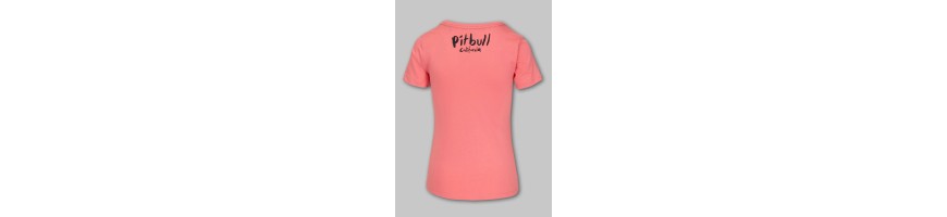 T-shirt Pitbull damski watercolor coral