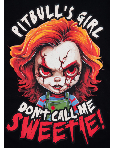 T-shirt Pitbull Sweetie-Chu WMN czarna