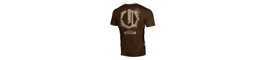 T-shirt Octagon Grunge brązowy