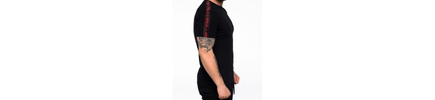 T-shirt Octagon Stripe czarno/czerwony