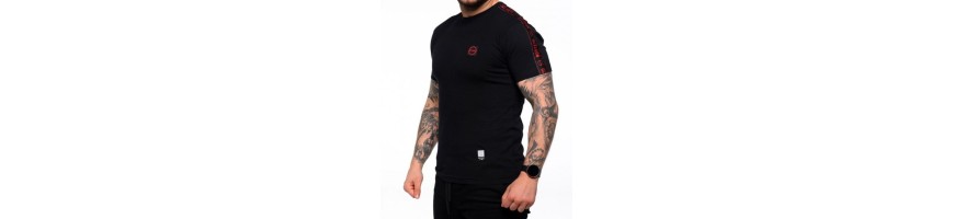 T-shirt Octagon Stripe czarno/czerwony