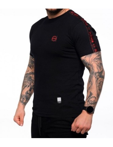 T-shirt Octagon Stripe czarno/czerwony