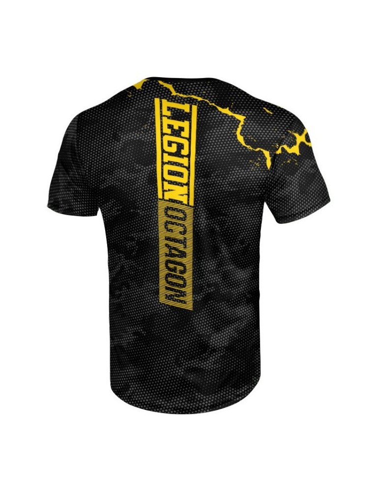 T-shirt Octagon sportowy Marble Camo zółty